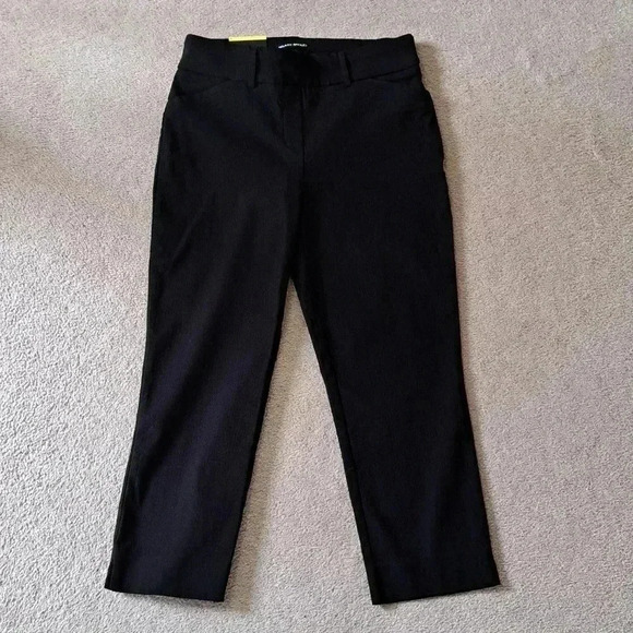 NWT Hilary Radley Black Pants Slim Leg Textured Stretch Size 6 Ankle-length Pant - Picture 2 of 11